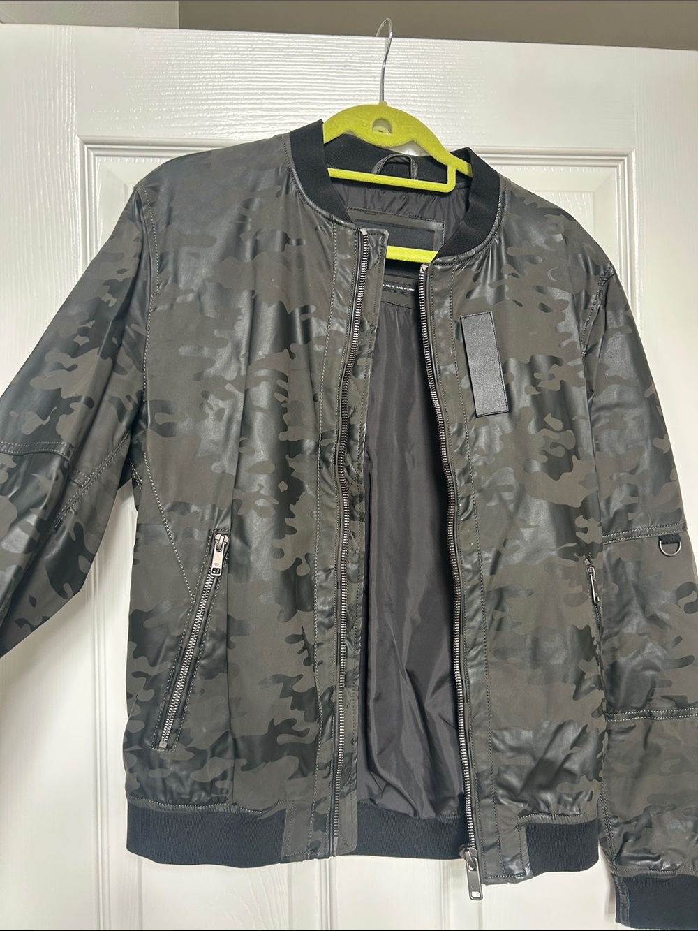 Zara Men's Camo Bomber Jacket - Black/Grey